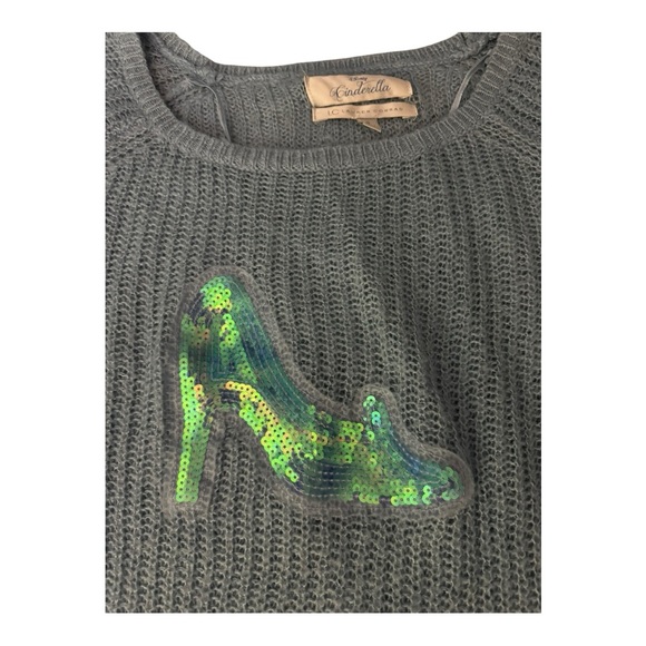Lauren Conrad X Disney Cinderella Sequin Glass Slipper Sky Blue Sweater Small - Picture 3 of 6